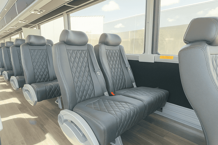 interior of Portland Coach Bus Service charter bus